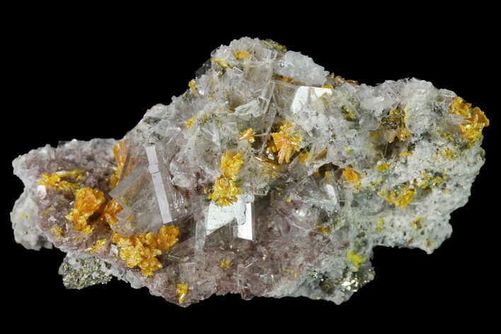 Orpiment on Barite Crystals - Peru #169058